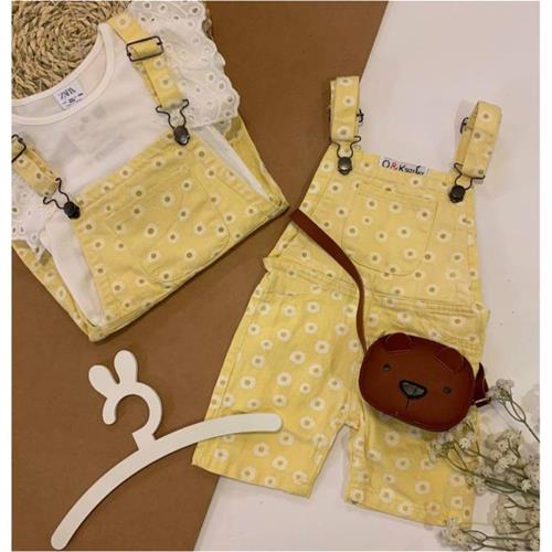 بیلرسوت کتان زرد گلدار برند Q&K از 4 تا 6 سال