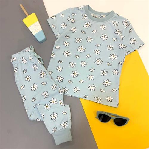 ست راحتی گلدار ابی برند H&M از 2 تا10 سال