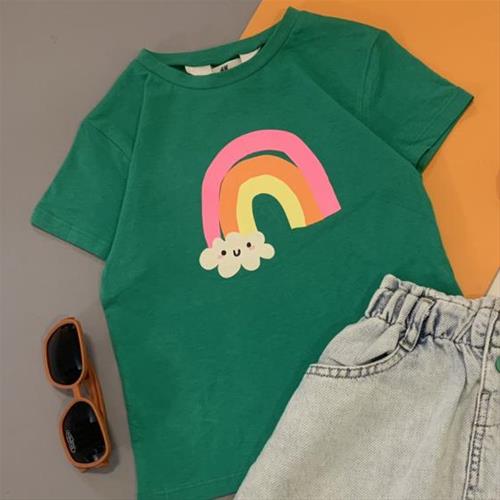 تیشرت رنگین کمان سبز برند H&M از 2تا 6 سال