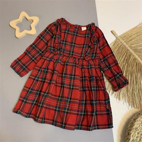 پیراهن دخترونه چهار خونه برند H&M از 1 تا 4 سال