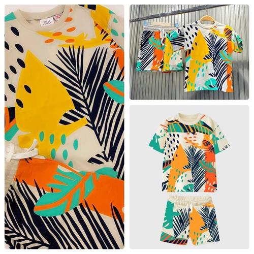 ست پسرونه ارگانیک رنگی ترک ZARA فقط سایز 3 تا 4 سال