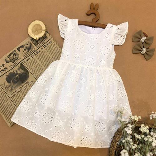 پیراهن سفید خامه دوزی  SHINE از 2 تا 7 سال