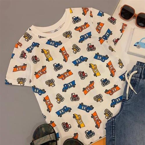 تیشرت نخی طرح ماشین برند NOAJ از 8 تا 14 سال