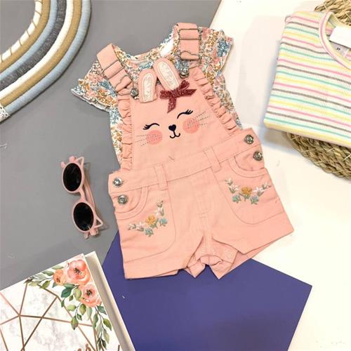 ست بلوز و بیلر خرگوش راه راه برند LITTEL سایز 3 سال