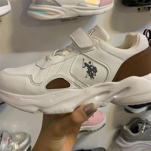 کفش ترک سفید قهوه ای US POLO از 33 تا 34