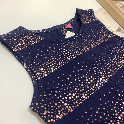 پیراهن سرمه ای طلایی مجلسی از سایز 2 تا 6 سال