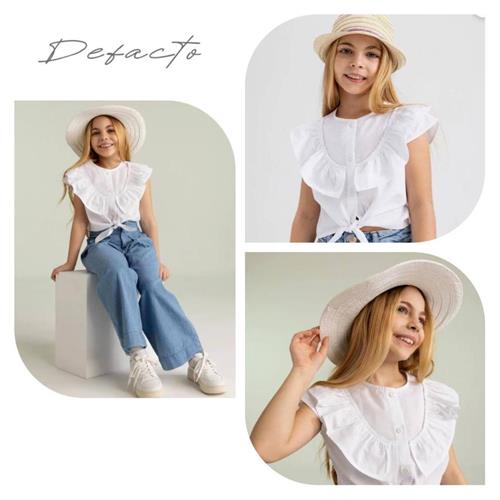 تاپ گرهی سفید ترکDEFACTO از 6 تا 13 سال