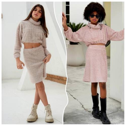 ست کراپ دامن بوکله LARG ARIKEH از 10 تا 12 سال