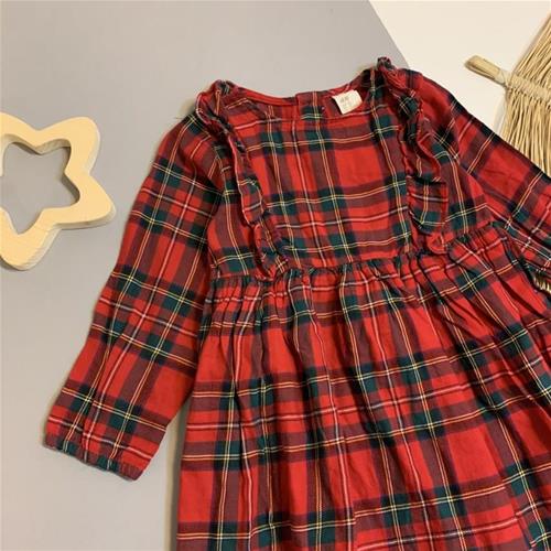 پیراهن دخترونه چهار خونه برند H&M از 1 تا 4 سال