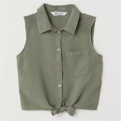 شومیز یشمی گرهی برند H&M از سایز 8 تا 12 سال