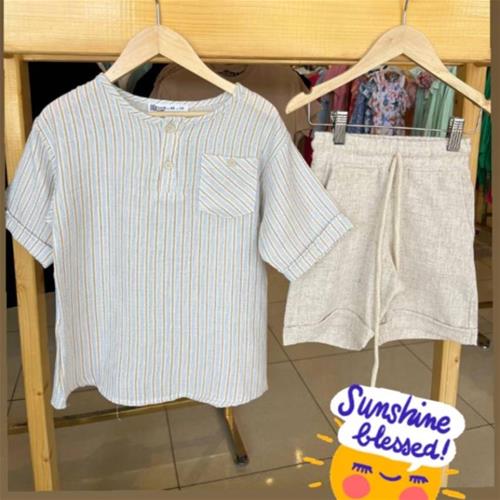 ست لنین پسرونه راه راه ترک WIKIBOOM فقط سایز 7 تا 8 سال